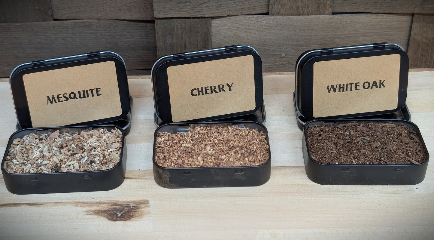 Three Pack of Wood Chips: Mesquite, Cherry, and White Oak