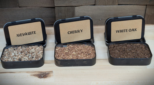 Three Pack of Wood Chips: Mesquite, Cherry, and White Oak